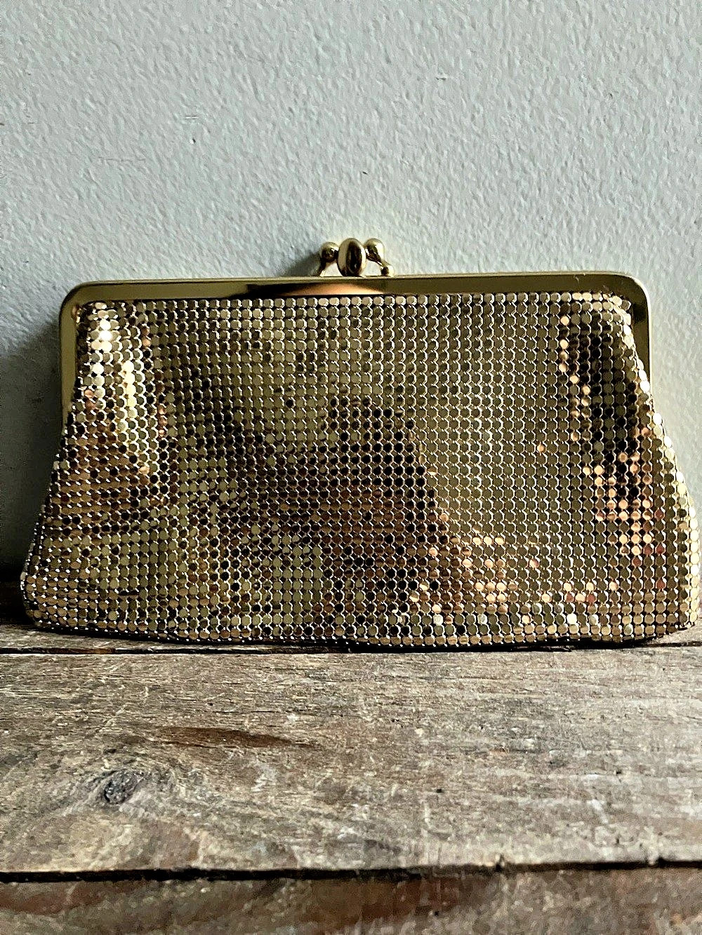 Whiting & Davis Gold Mesh Kiss-Lock Clutch